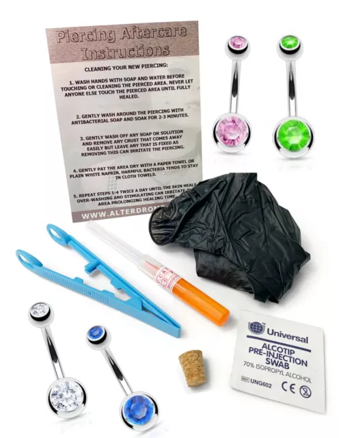 1.6mm STERILE Cannula Needle Belly Button / PIERCING KIT - C.Z Gem Jewellery