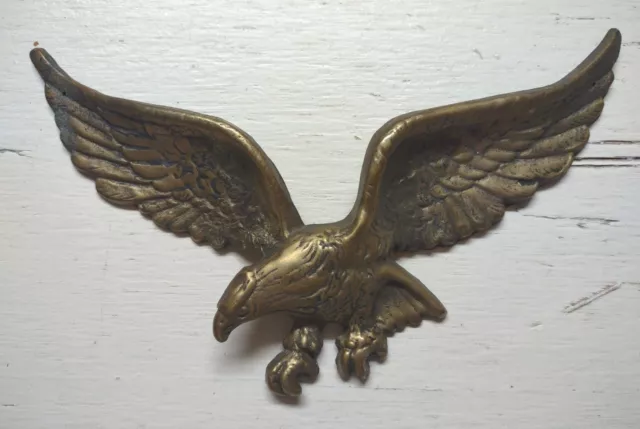 Vintage Solid Brass Eagle Wall Mount/Hanging     9" x 4"