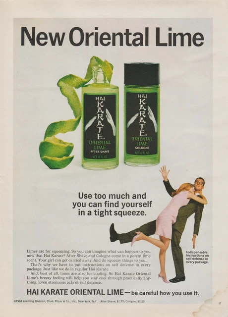 1968 Hai Karate Oriental Lime Cologne - Tight Squeeze Couple - Print Ad Photo