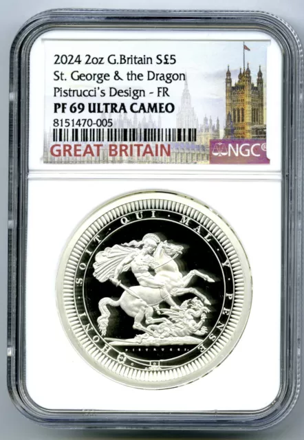 2024 Gb 2Oz Silver Proof Ngc Pf69 Ucam The Great Engravers Pistrucci's Design Fr
