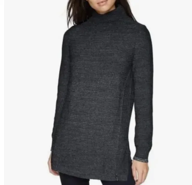 Woolrich Toketee Organic Cotton Dark Gray Mock Neck Tunic Sweater Womens sz M