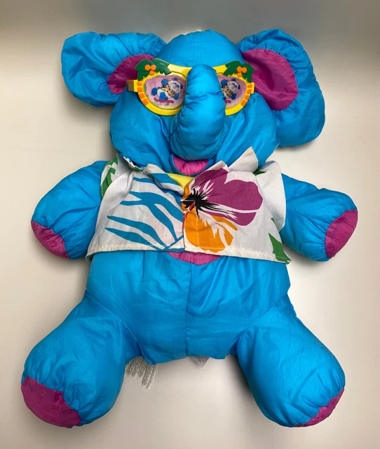 1987 Fisher Price Puffalump Elephant Hawaiian Shirt With Glasses Plush