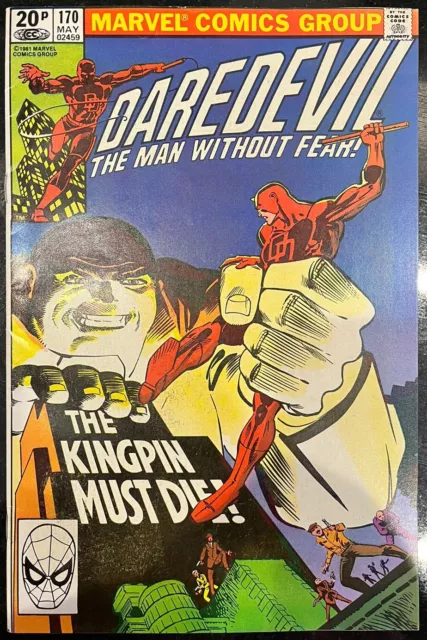 Marvel Comics Daredevil #170 1981 by Frank Miller First Kingpin in Title NM-