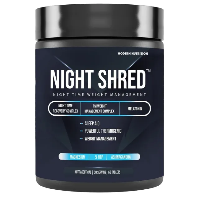 Night Shred | Night Time Fat Burner For Unisex Natural Supplement 5mg | 60 Tabs