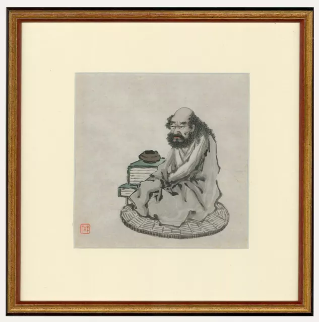 Chinese Sages - 20th Century Watercolour, Reflective Sage