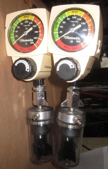 Lot of 2 Ohmeda 200 Continuous Vacuum Regulator 0-200 mmHg