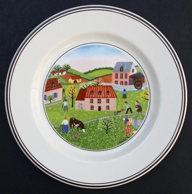 Plat De Service Ou à Cake Céramique Blanche – Décor Naïf Enfants (occasion)