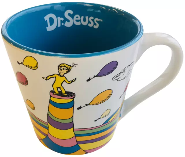 Dr Seuss Coffee Mug 10 oz Tea Oh The Places You'll Go Cup White Blue Ceramic