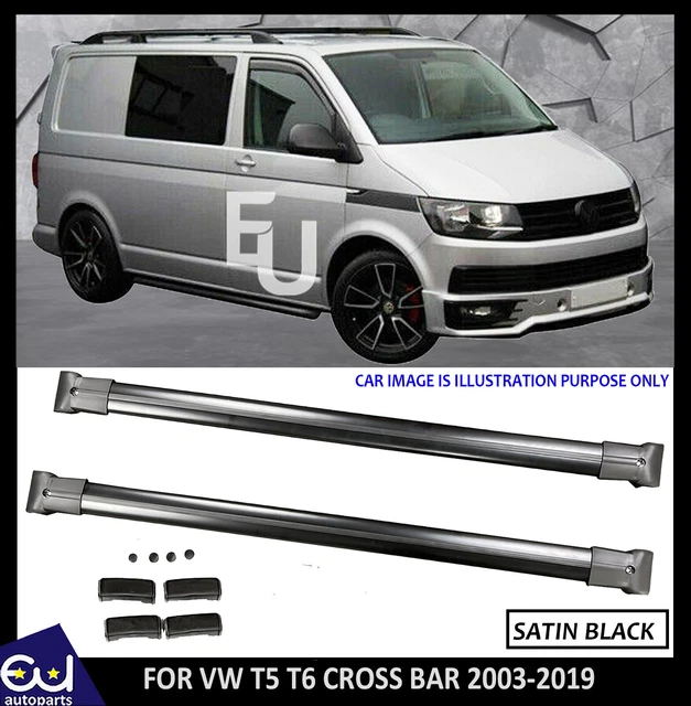 VW T5 T6 Transporter Black Aluminium Roof Rack Cross Bars Swb , Lwb EUR