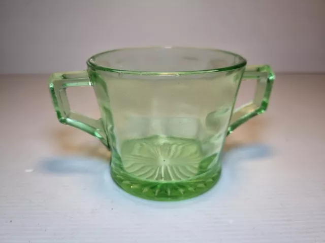 Vintage Depression Glass 2 Handle Sugar Bowl - Size In Photos