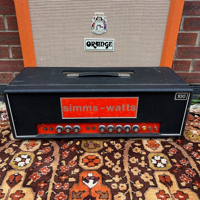 Vintage 1970s Simms Watts AP100 MK2 100w Valve Amplifier Head Orange Panel