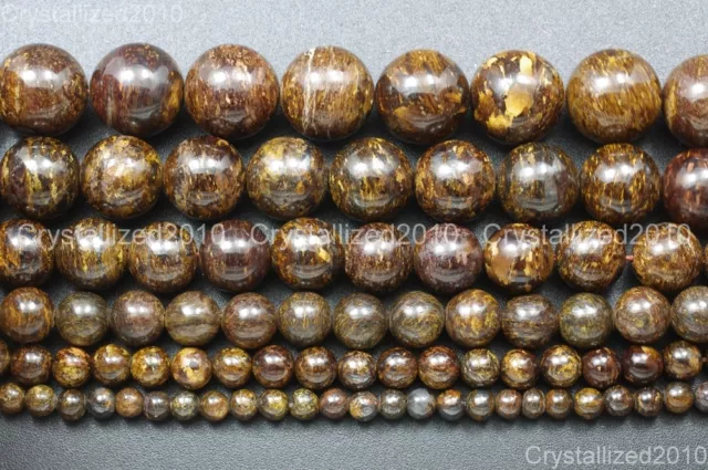 Natural Bronzite Jasper Gemstone Round Beads 4mm 6mm 8mm 10mm 12mm 14mm 15.5"