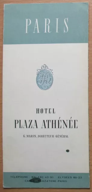Advertising Booklet Old Retro Hotel Paris Hotel Plaza Athenee France Interior