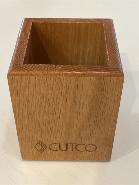 Caja de utensilios de madera CUTCO soporte contenedor carrito - 4""x4""x5"" nuevo
