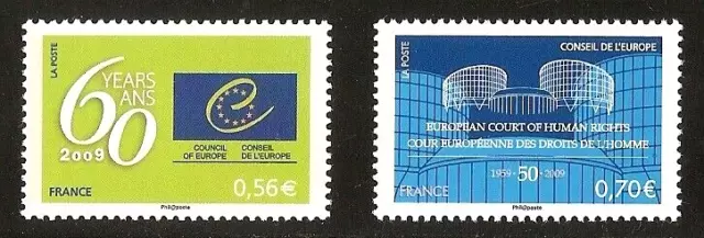 FRANCE  2009 - Timbres de Service CONSEIL de l'EUROPE n° 142 et 143 NEUFS** LUXE