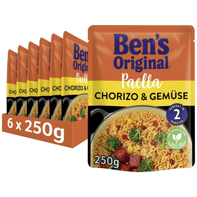 Piatti di riso zio Ben's Chorizo verdure express basmati 6 x 250 g NUOVO MHD 29/06/23