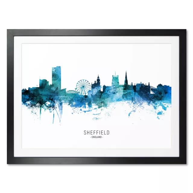 Sheffield Skyline, Poster, Canvas or Framed Print, watercolour painting 20559