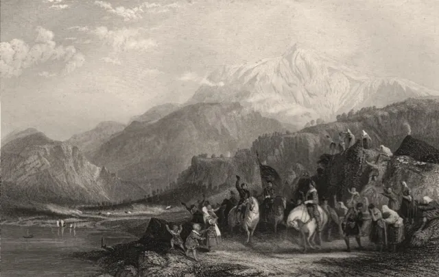 Highland Army passing Loch Eil 1745. Jacobite Rising Inverness-shire ALLOM c1840