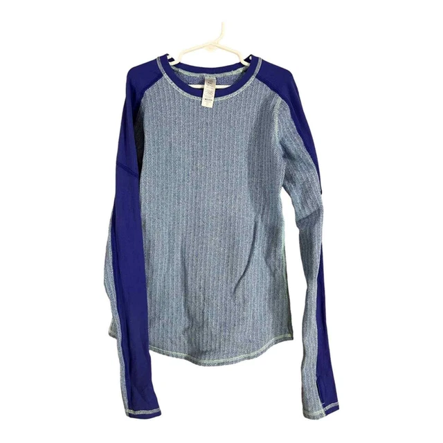 Ivivva Lululemon blue herringbone long sleeve athletic top GIRLS SIZE 10