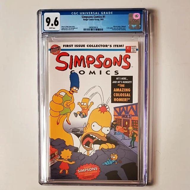 SIMPSONS COMICS #1 CGC 9.6 Bongo with Poster 1993 BART Homer LISA Marge - HTF