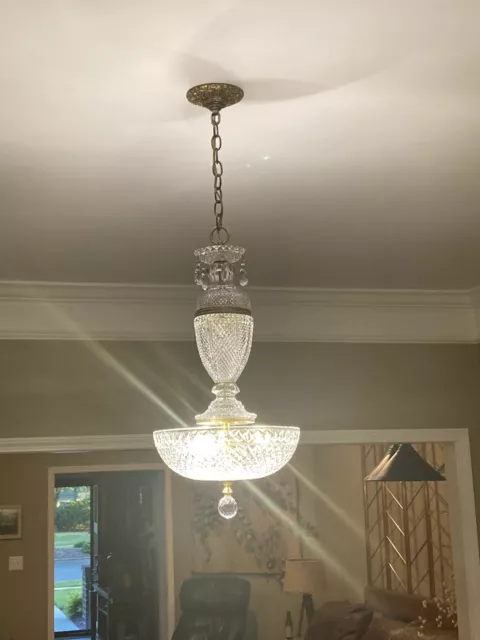 Vintage Deep Diamond Cut Crystal Chandelier. Hanging Ceiling Light Vintage Deep Diamond Cut Crystal Chandelier. Hanging Ceiling Light
