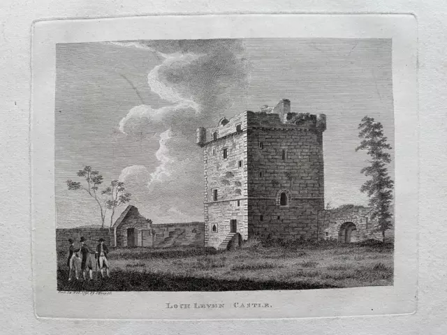 1790 Antique Print: Loch Leven Castle, Perth and Kinross, Scotland after Grose