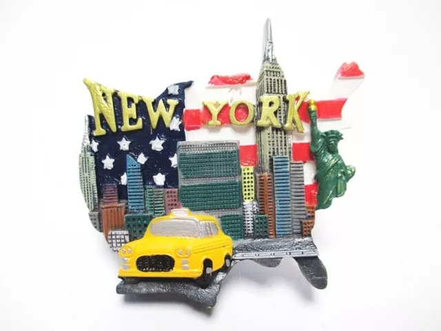New York Poly Magnet Skyline Manhattan mit Taxi Souvenir (220)