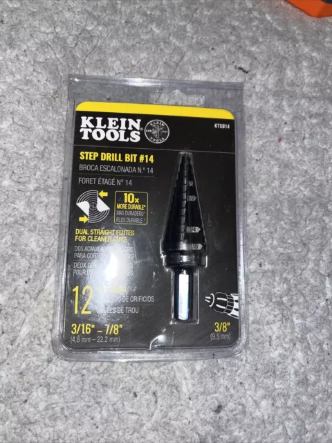 Klein Tools KTSB14 Step Drill Bit #14  12 Hole Sizes NEW + Free Shipping