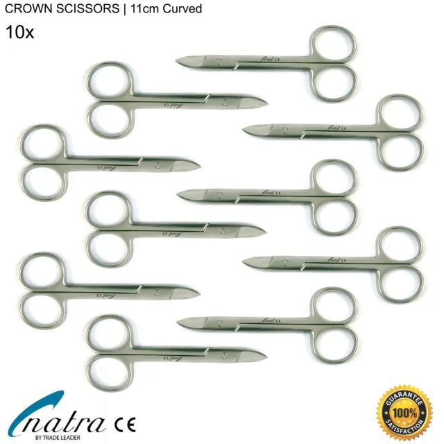 10x Beebee Crown Scissors Curved 10,5 CM Dental Surgical Crowns Shears NATRA