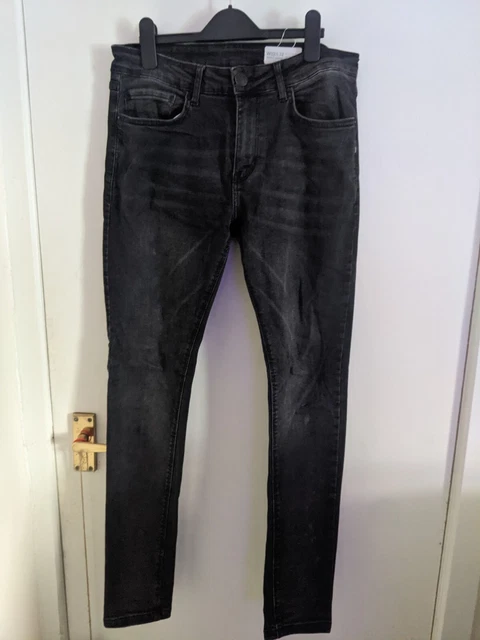 Mens/Unisex Super Skinny Black Washed Jeans By Denim Co. Size W.32/L32