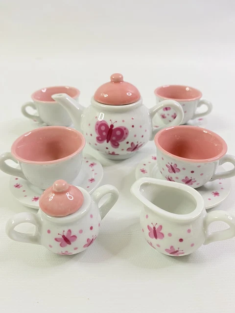 Porcelain Butterfly 13 Piece Tea Set Ages 8+ NIB Childs Play Set