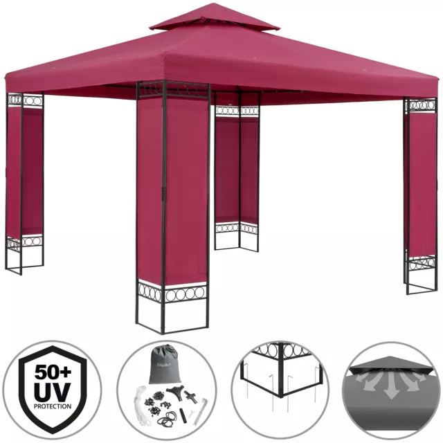 Pavillon Gartenzelt Gartenpavillon 3x3m Wasserabweisend Metall Luxus Garten Zelt 9