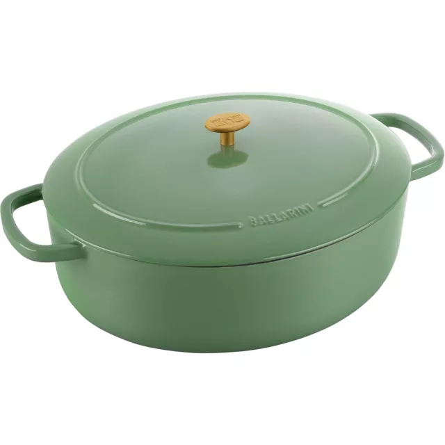 BALLARINI Cocotte BELLAMONTE 37 cm oval 9,5 Liter Bräter aus Gusseisen grün