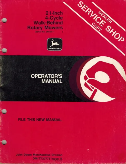 John Deere Operator's Manual for the 21-Inch 4-Cycle Walk-Behind Rotary Mowers