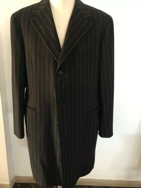 Tagliatore Napoli originale cappotto lana nero gessato tg 56 uomo/man coat