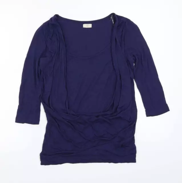 Newlook Damen-T-Shirt blau Baumwolle Basic Größe 10 Rundhalsausschnitt