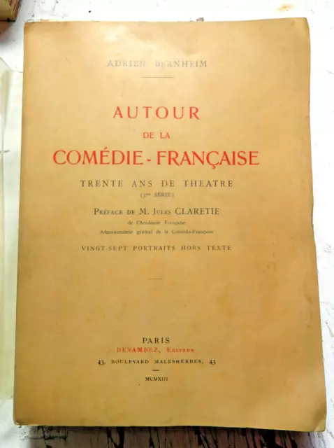 Comedie Francaise/Autour De La../A.bernheim/27 Portraits/Ed Devambez/1913/Nadar