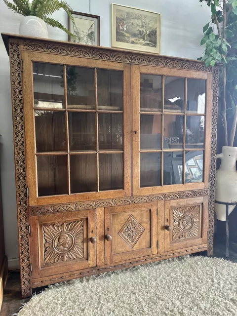 Ornate Carved Glazed Bookcase