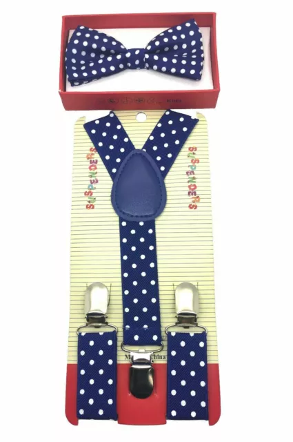 Polka Dot Suspender + Bow Tie Matching Colors Sets for Boys Girls Kids Baby 2