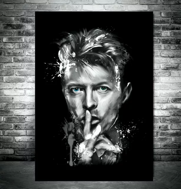 David Bowie Black and White Coloured Eyes Printed Wall Art Framed Canvas - Print