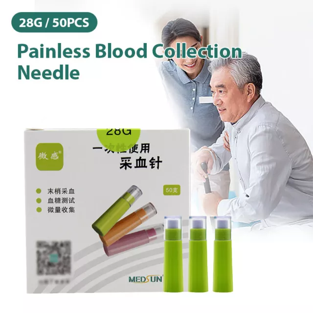 50PCS Blood Collection Needle Disposable Sterile Lancet Bleed Pen Blood Nee#w#