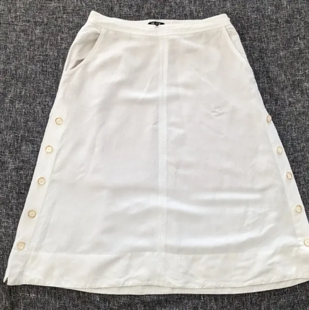 $138 Nic+Zoe Midi Linien Blend Skirt Women's Size 10 P 52% Linen Blend 48% Ryon