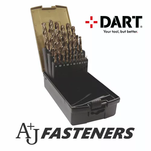 Dart 25 Piece Hss Cobalt Drill Bit Set - Stainless Steel, Wood, Plastic & Case