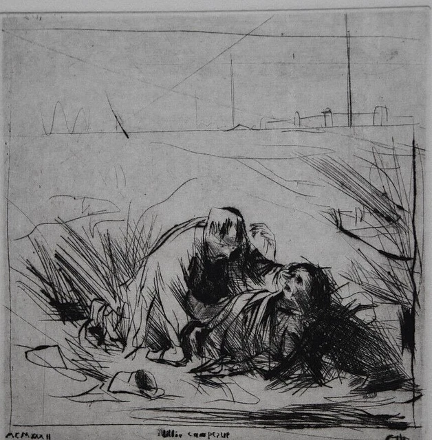Pietro Annigoni Puntasecca Idillio Campestre 1932 Incisioni  C10