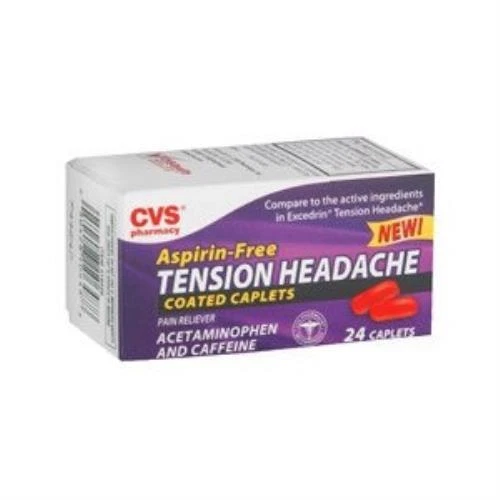 CVS HEALTH TENSION Headache Acetaminophen AspirinFree 24 Caplets Exp