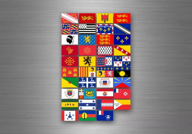 Planche autocollant sticker etiquette drapeaux region province etats france