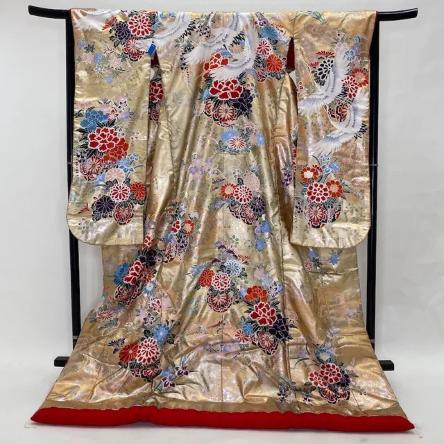 Japanese kimono uchikake gold furisode  vintage furisode silk 1713