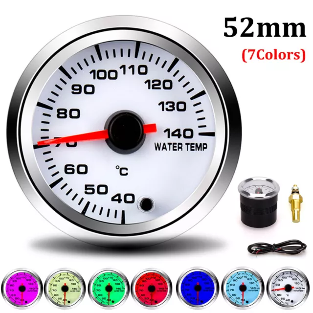 2" 52mm Car Digital & Pointer Car Water Temp Temperature Gauge Meter 7 Color LED