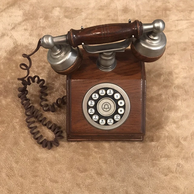 VTG 70’S WESTERN Electric Oak Desk Telephone Push Button COUNTRY SQUIRE