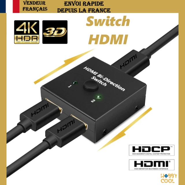 Commutateur HDMI 3 En 1 NEWCARE Avec Câble 2,6m - 4K 60Hz, HDR10, Dolby Atmos | Plug & Play, Sans Alimentation Externe | Pour TV, PS5, Xbox, Fire Stick